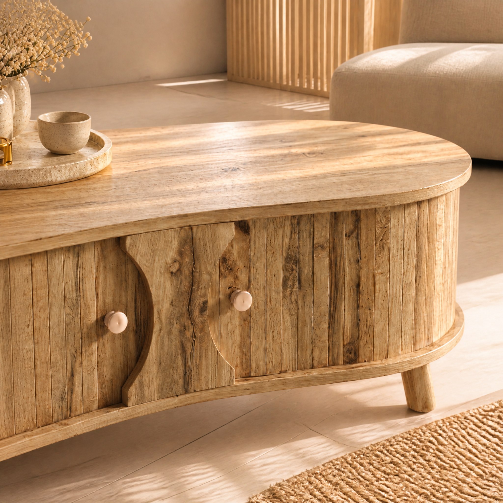 Table basse bois clair de 108 x 50 x 37 cm
