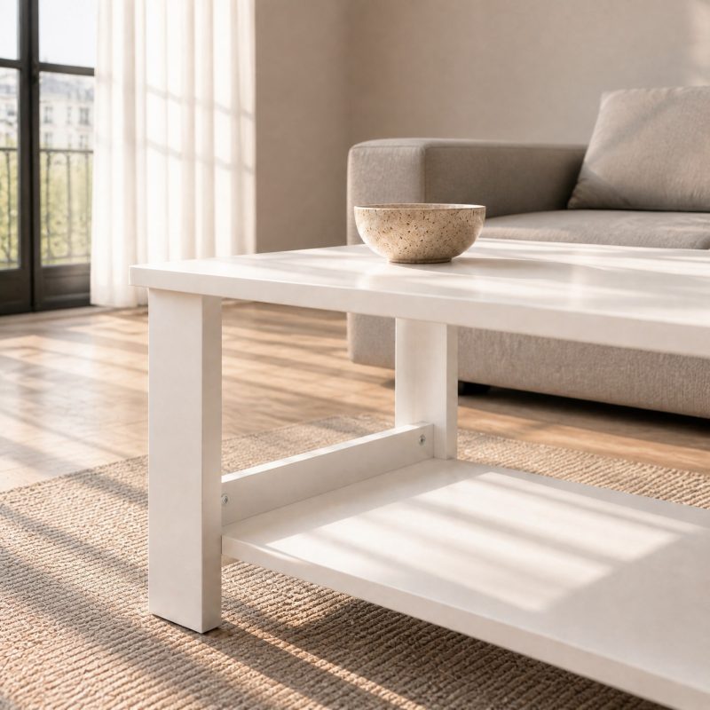 Plateau rectangulaire blanc à surface texturée