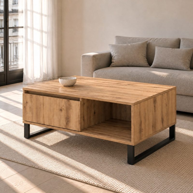 Table basse bois et métal Vercors