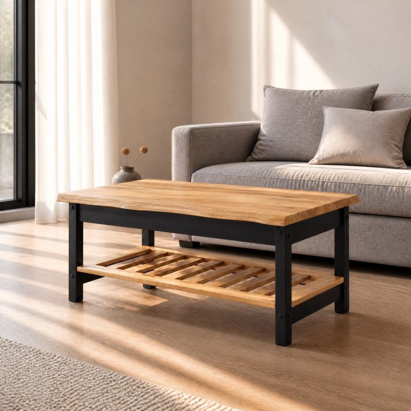 Table basse bois et noir Aubrac