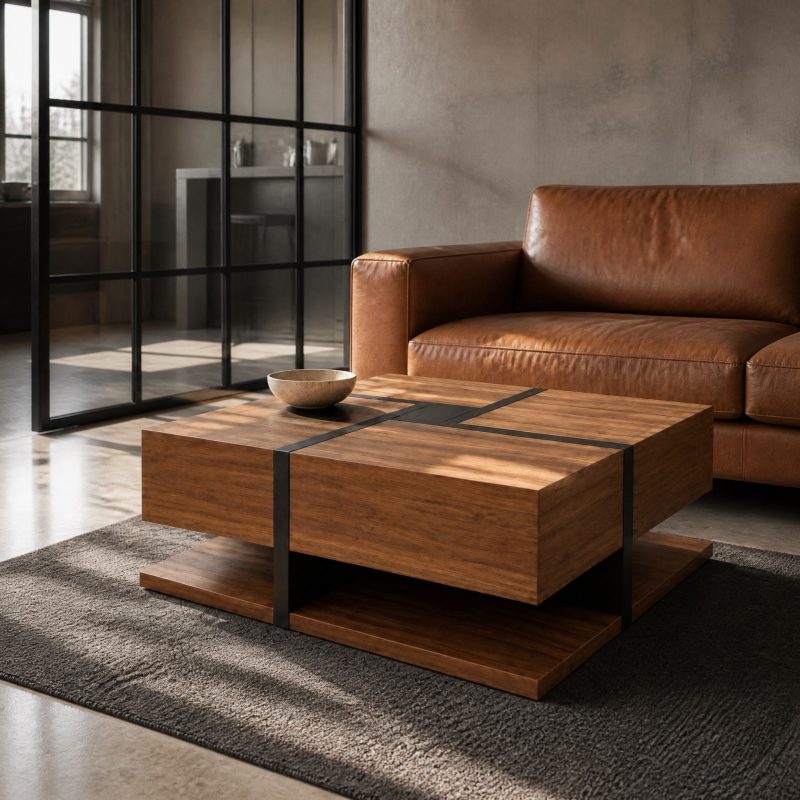 Table basse carrée bois Quercy