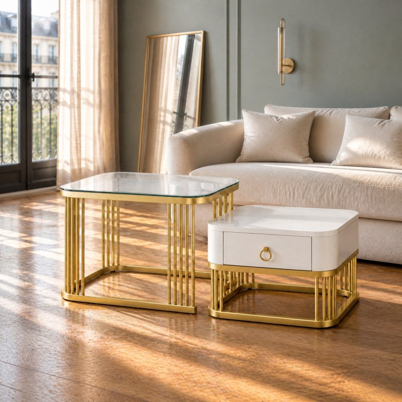 Table basse dorée Reflet
