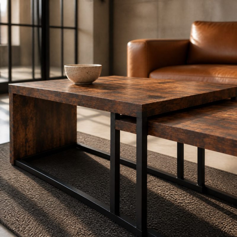 Plateau rectangulaire en bois foncé sur joue pleine