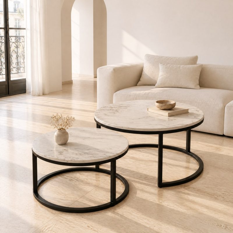 Table basse marbre blanc Carrare
