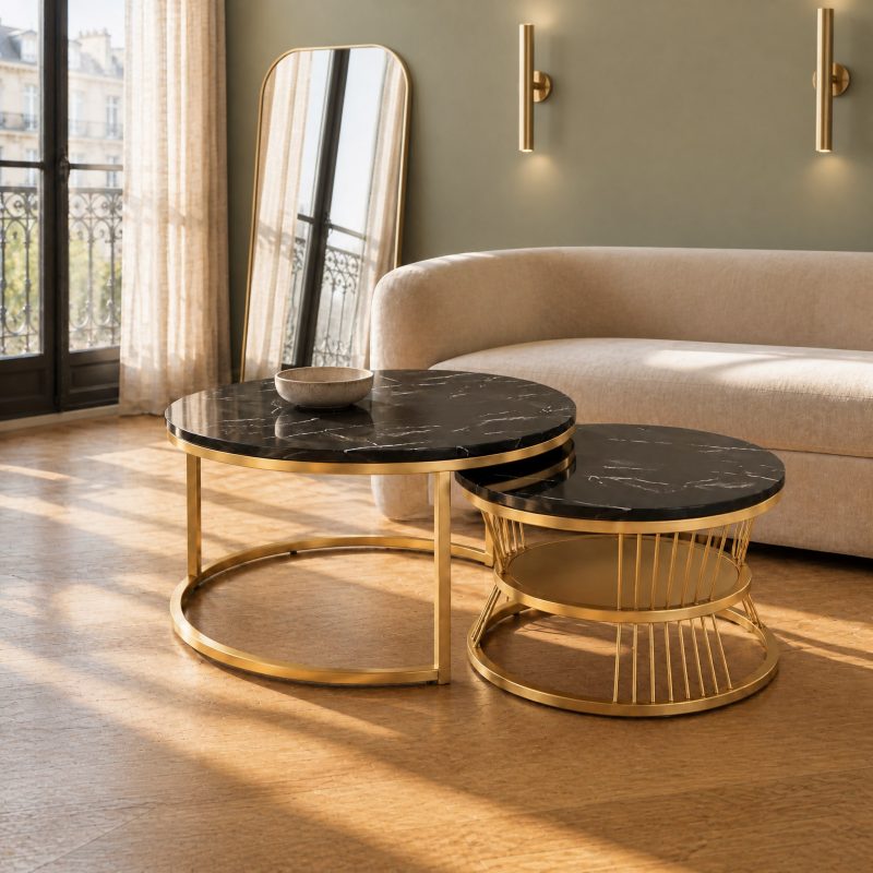Table basse marbre noir Portoro