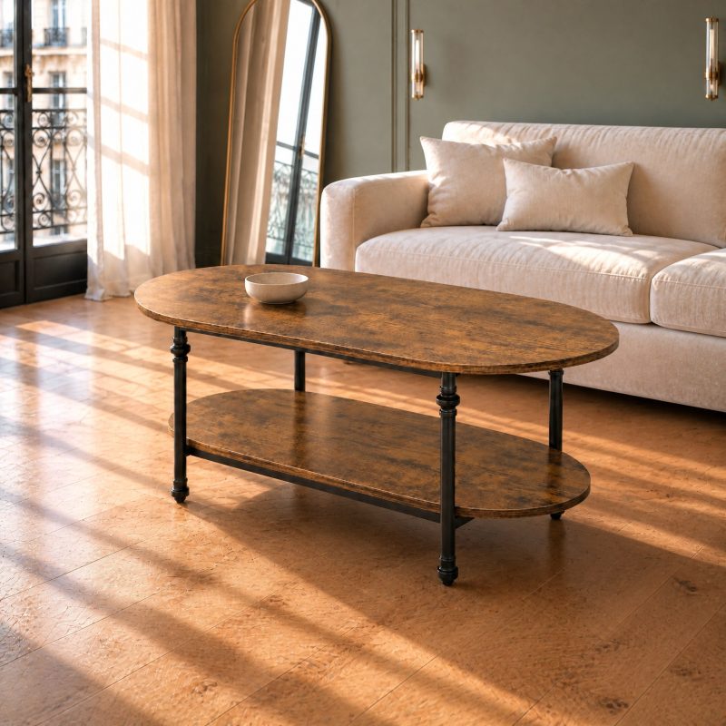 Table basse ovale bois Broceliande