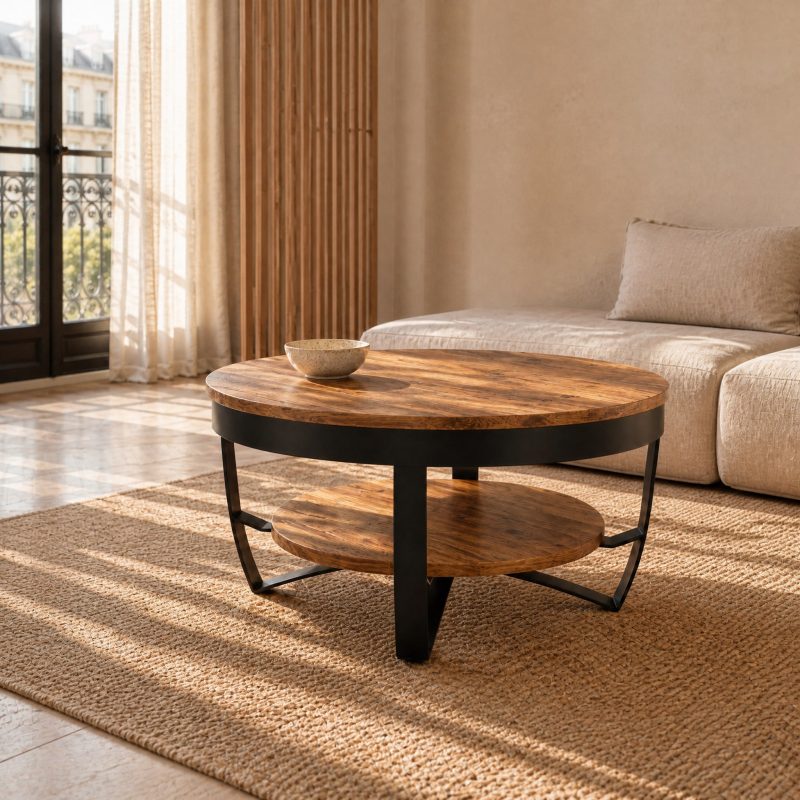 Table basse ronde bois Luberon