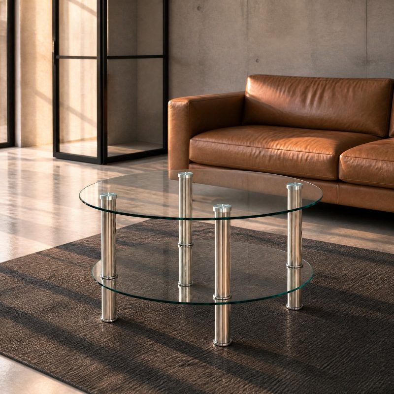 Table basse ronde verre Iris