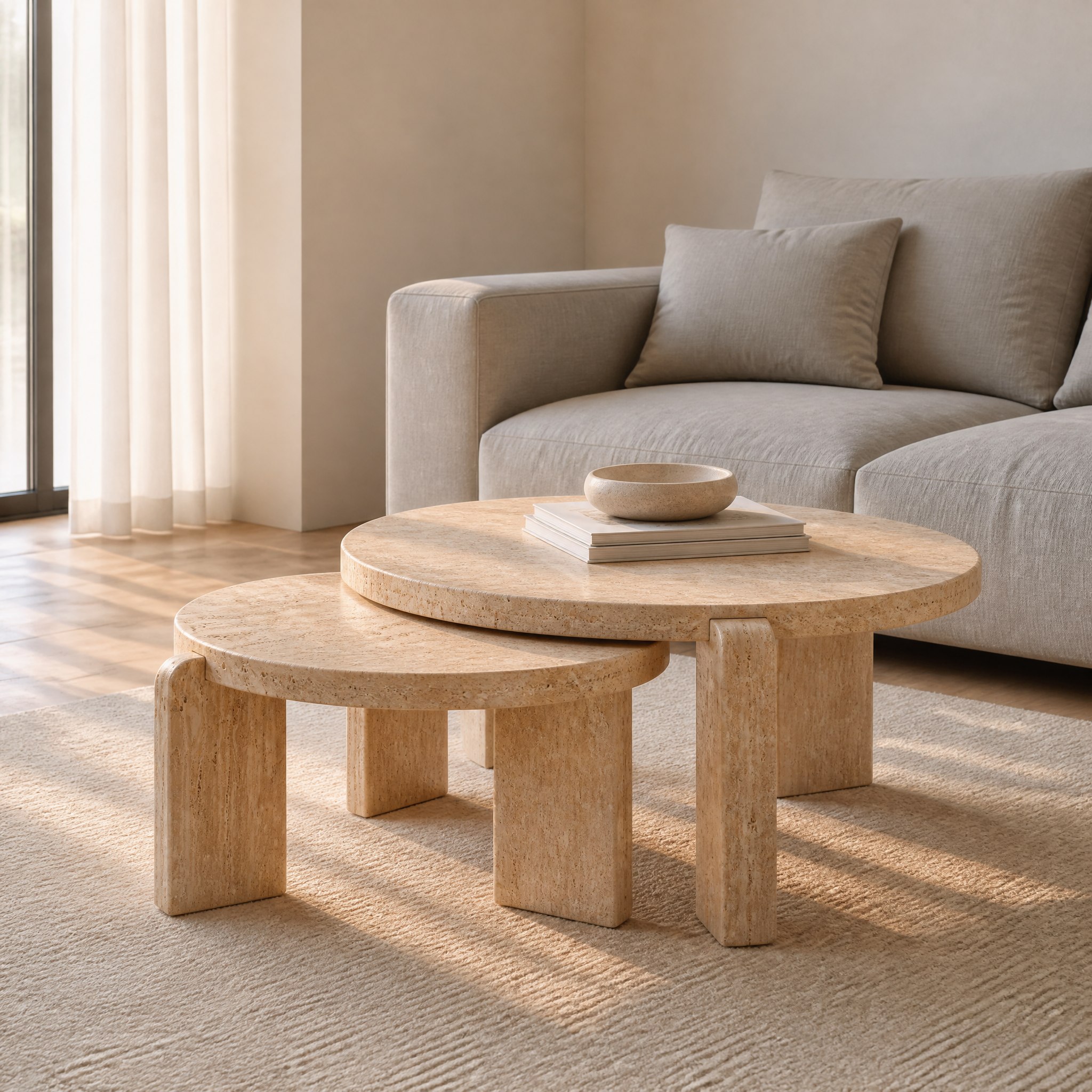 Pied plein aux lignes droites sous un plateau beige