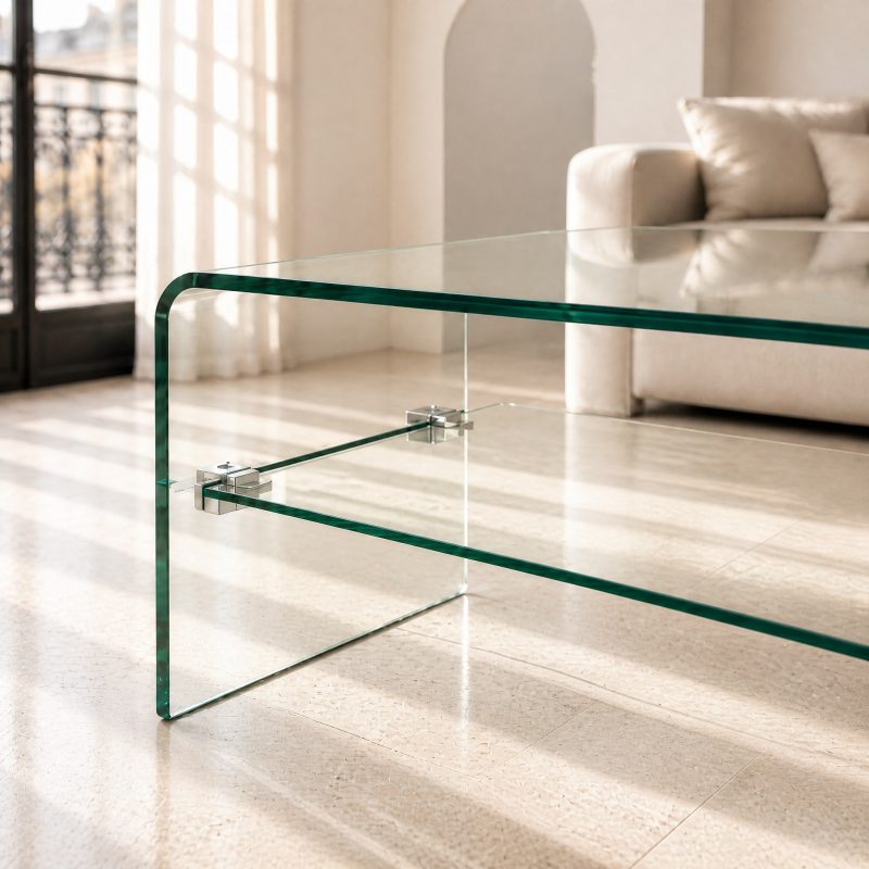 table-basse-transparente-2 Plateau en verre courbé formant un monobloc transparent