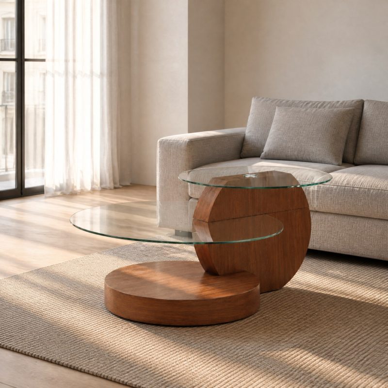 Table basse verre et bois Opale